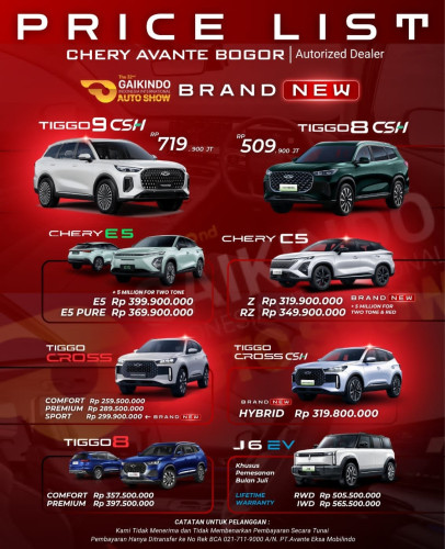 Pricelist Harga Chery metropolitanmallbekasi 2025